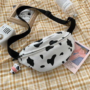 Cow Print Waist Bag for Women Vintage Multifunction Fanny Pack