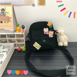 Youth Girls Canvas Crossbody Bag Harajuku Cartoon Shoulder Bag