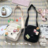 Youth Girls Canvas Crossbody Bag Harajuku Cartoon Shoulder Bag