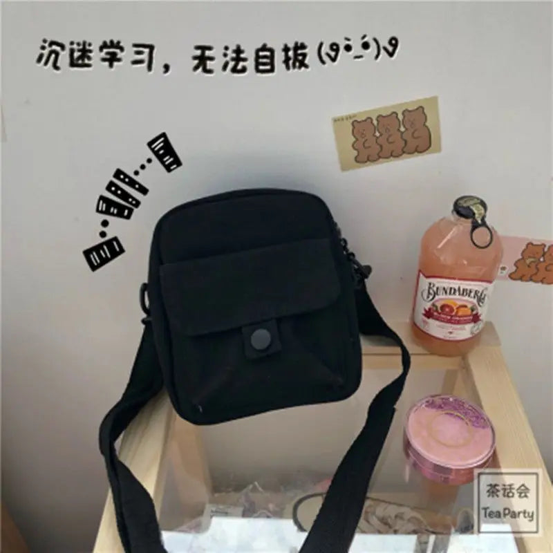 Youth Girls Canvas Crossbody Bag Harajuku Cartoon Shoulder Bag