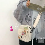 Youth Canvas Messenger Bag with Cartoon Design