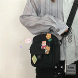 Youth Canvas Messenger Bag with Cartoon Design
