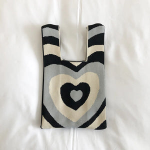 High Capacity Knitting Heart Shopping Bag Storage Bag Women Bag Purses Handbags