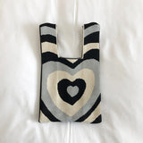 High Capacity Knitting Heart Shopping Bag Storage Bag Women Bag Purses Handbags