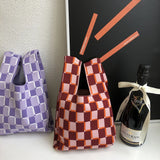 High Capacity Knitting Heart Shopping Bag Storage Bag Women Bag Purses Handbags