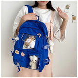 Girls High School Student Backpack, Large Capacity, Preppy Style