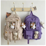 Girls High School Student Backpack, Large Capacity, Preppy Style