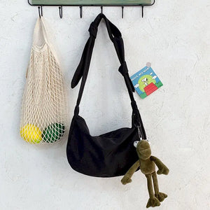 Dark Solid Canvas Bag Female Student Messenger Crossbody Bags