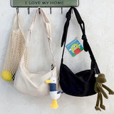 Dark Solid Canvas Bag Female Student Messenger Crossbody Bags