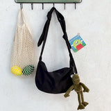 Dark Solid Canvas Bag Female Student Messenger Crossbody Bags