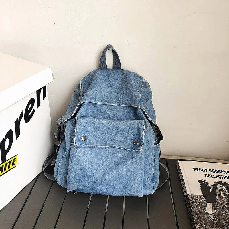 Denim Women Backpacks Large Capacity College Backpack