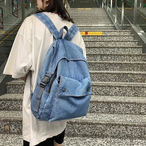 Denim Women Backpacks Large Capacity College Backpack
