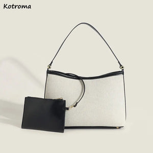 Retro Underarm Bag Large Capacity Canvas Totes