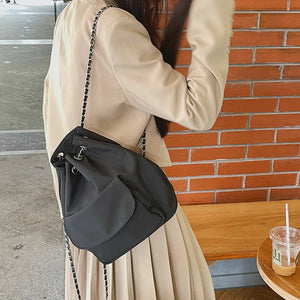 Light Oxford Cloth Backpack Female College Student Travel Chain Bucket Bagpack