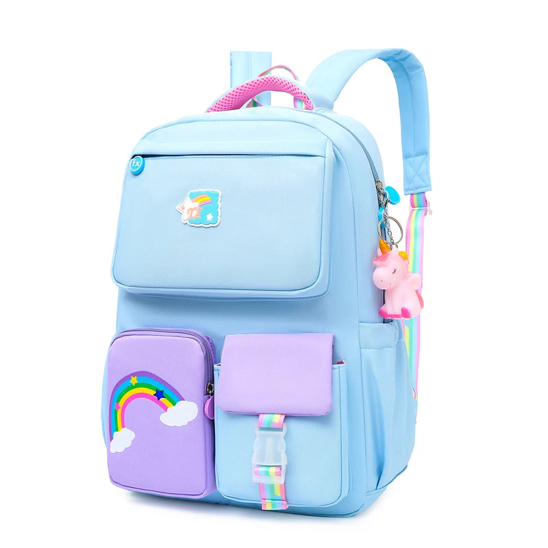 Large Capacity Rainbow Backpack for Teenage Girls