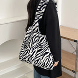 Heart Shoulder Bag Large Capacity Winter Warm Fluffy Totes Vintage Haraju