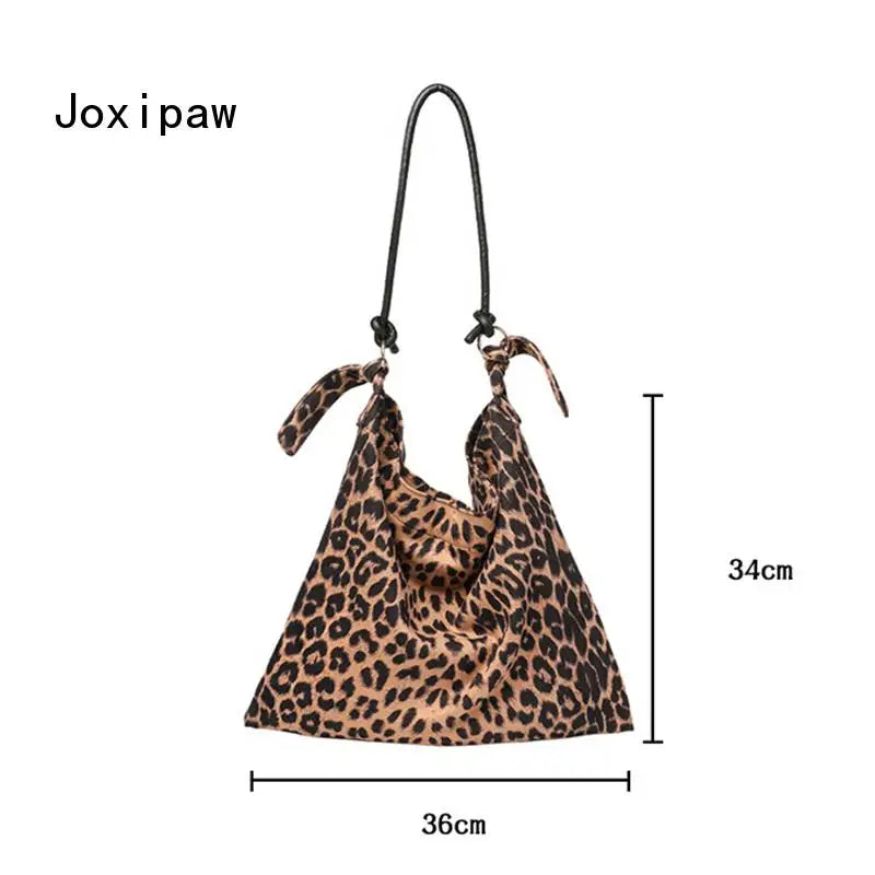 Leopard Print Tote Bag Soft Handbag Vintage Shoulder Bag