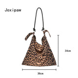 Leopard Print Tote Bag Soft Handbag Vintage Shoulder Bag