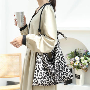 Leopard Print Tote Bag Soft Handbag Vintage Shoulder Bag