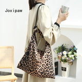 Leopard Print Tote Bag Soft Handbag Vintage Shoulder Bag