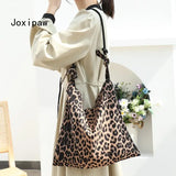 Leopard Print Tote Bag Soft Handbag Vintage Shoulder Bag