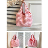 Cloud Bubble Flower Shoulder Bag For Girls Soft Plaid Shopping Bags