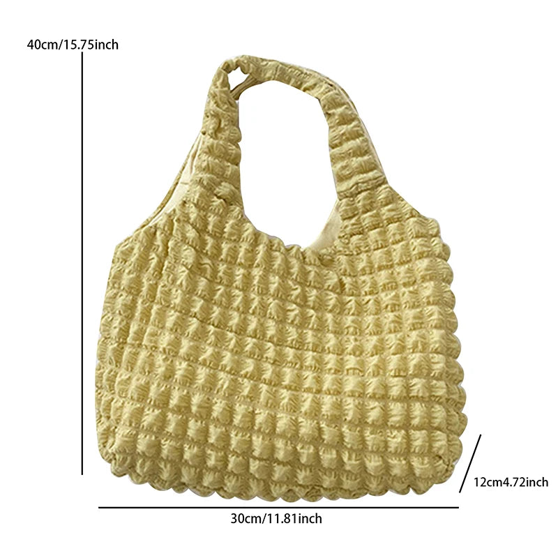Cloud Bubble Flower Shoulder Bag For Girls Soft Plaid Shopping Bags