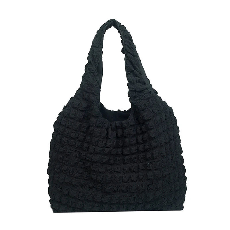Cloud Bubble Flower Shoulder Bag For Girls Soft Plaid Shopping Bags