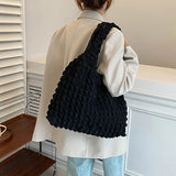 Cloud Bubble Flower Shoulder Bag Soft Plaid Shopping Bags