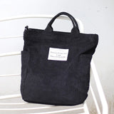 Corduroy Shoulder Bag Letter Art Handbag Casual Totes