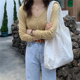 Daisy Lace Shoulder Bag for Women Large Capacity Flower Tote Bags