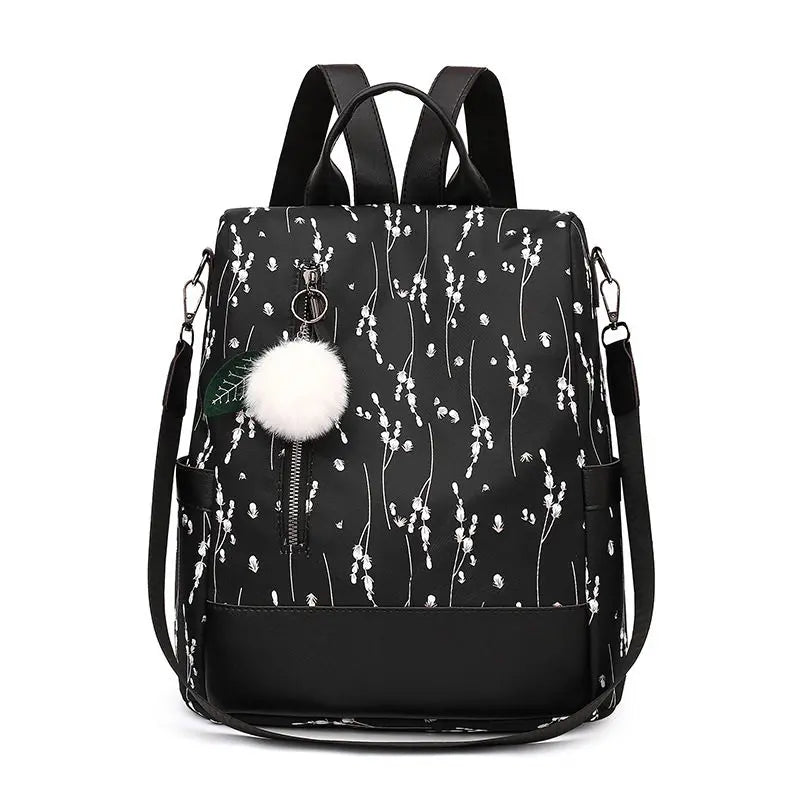 Flower Print School Backpack for Girls Women