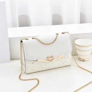 Women's Small Square PU Shoulder Bag with Chain Crossbody Purse