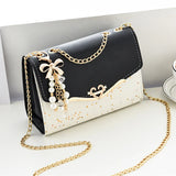 Women's Small Square PU Shoulder Bag with Chain Crossbody Purse