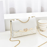 Women's Small Square PU Shoulder Bag with Chain Crossbody Purse