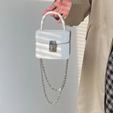 Crocodile Crossbody Bag with Lock Buckle