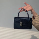 Crocodile Crossbody Bag with Lock Buckle