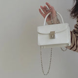 Crocodile Crossbody Bag with Lock Buckle