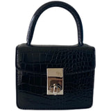 Crocodile Crossbody Bag with Lock Buckle