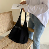 Knitted Retro Crochet Handbag Yellow Top-handle Tote Bag