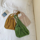 Knitted Retro Crochet Handbag Yellow Top-handle Tote Bag