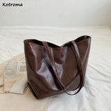 Large Capacity Shoulder Bags Tote Bag Classic Leisure Zipper Female PU Leather