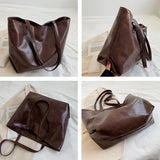 Large Capacity Shoulder Bags Tote Bag Classic Leisure Zipper Female PU Leather