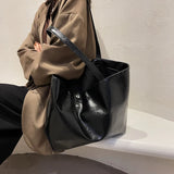 Large Capacity Shoulder Bags Tote Bag Classic Leisure Zipper Female PU Leather