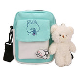 Canvas Messenger Crossbody Bag for Girls Students