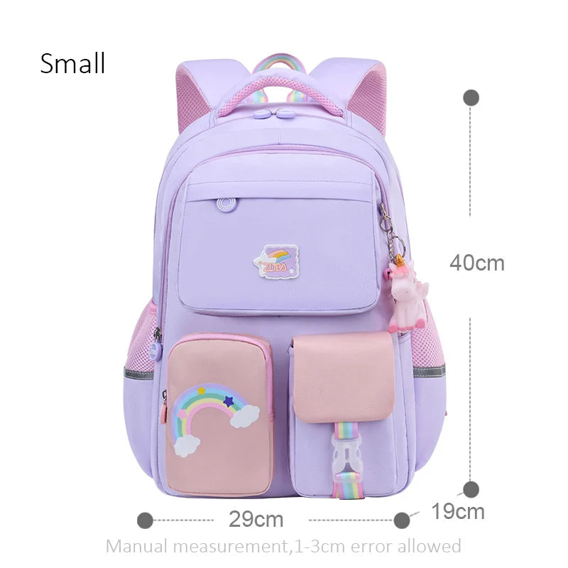 Rainbow Strap School Bags For Teenagers Girls Waterproof Backpack