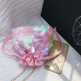 Sequins Small Bag Women Chain Mini Crossbody Drawstring Shoulder Messenger