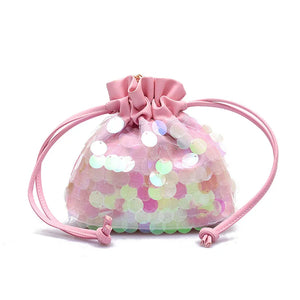 Sequins Small Bag Women Chain Mini Crossbody Drawstring Shoulder Messenger