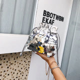 Sequins Small Bag Women Chain Mini Crossbody Drawstring Shoulder Messenger