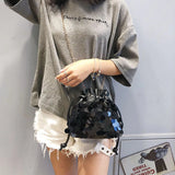 Sequins Small Bag Women Chain Mini Crossbody Drawstring Shoulder Messenger